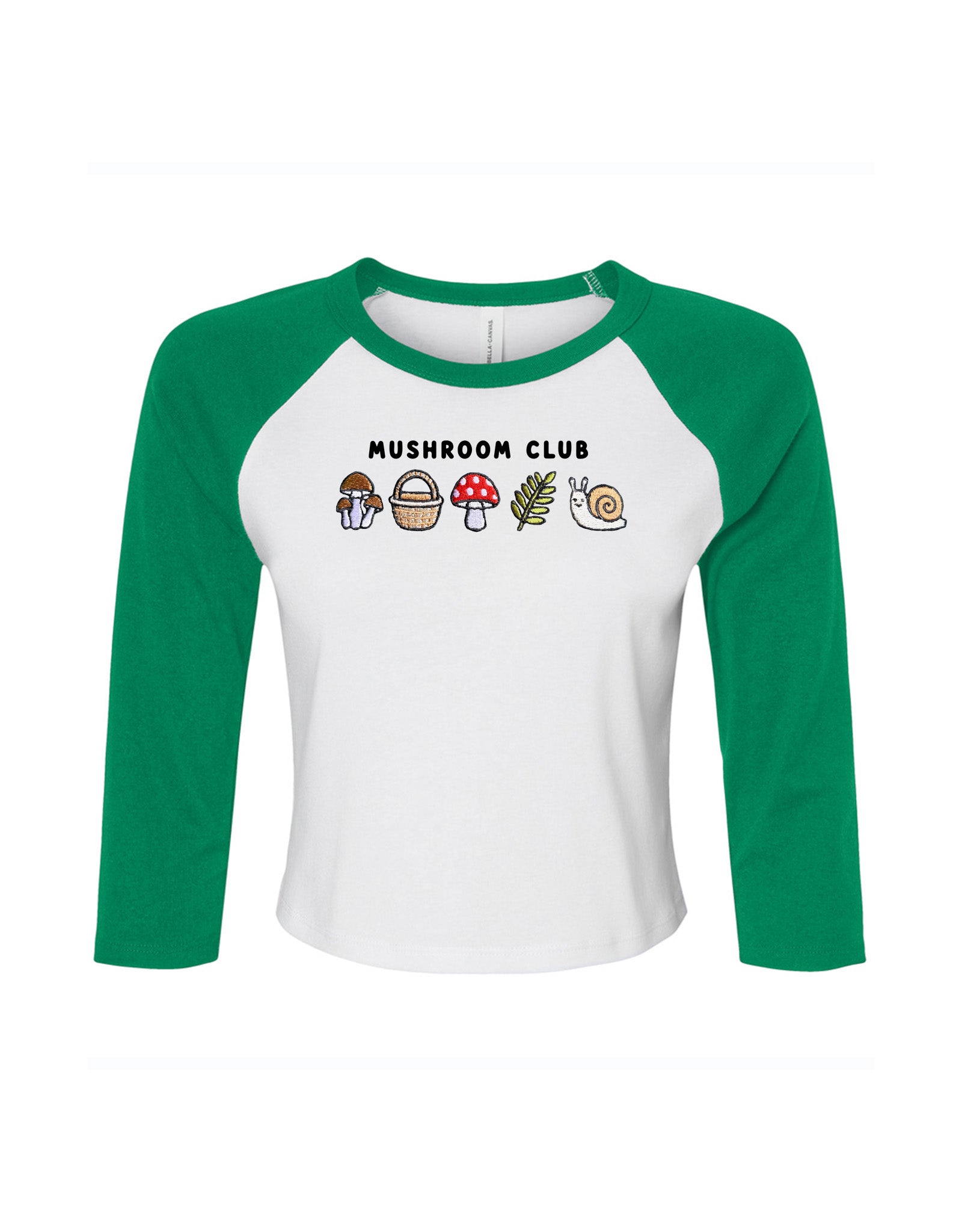 Mushroom Club Embroidered Micro Rib 3/4 Sleeve Tee