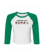 Mushroom Club Embroidered Micro Rib 3/4 Sleeve Tee