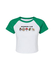 Mushroom Club Embroidered Micro Rib Raglan Baby Tee