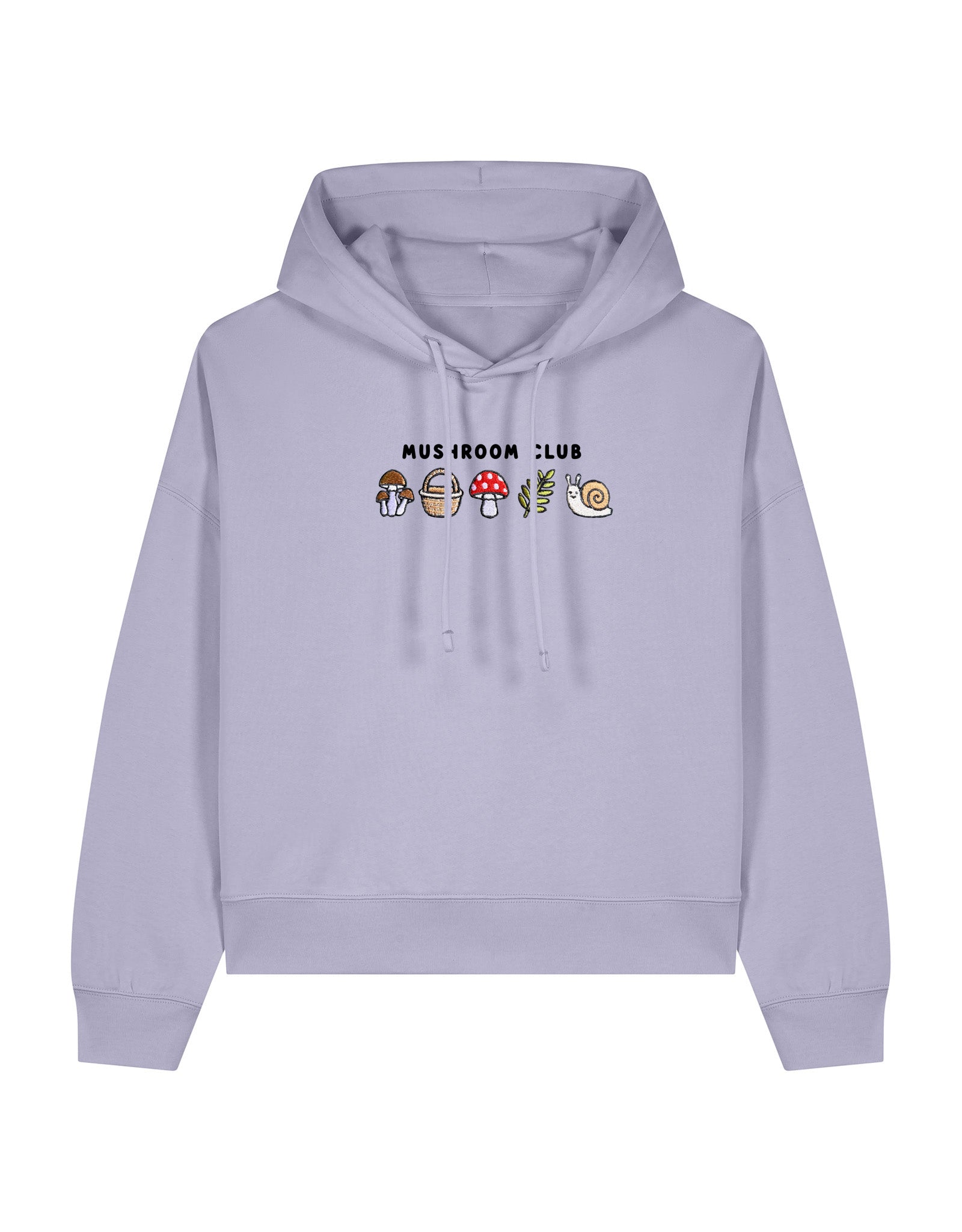 Mushroom Club Embroidered Boxy Organic Cotton Hoodie