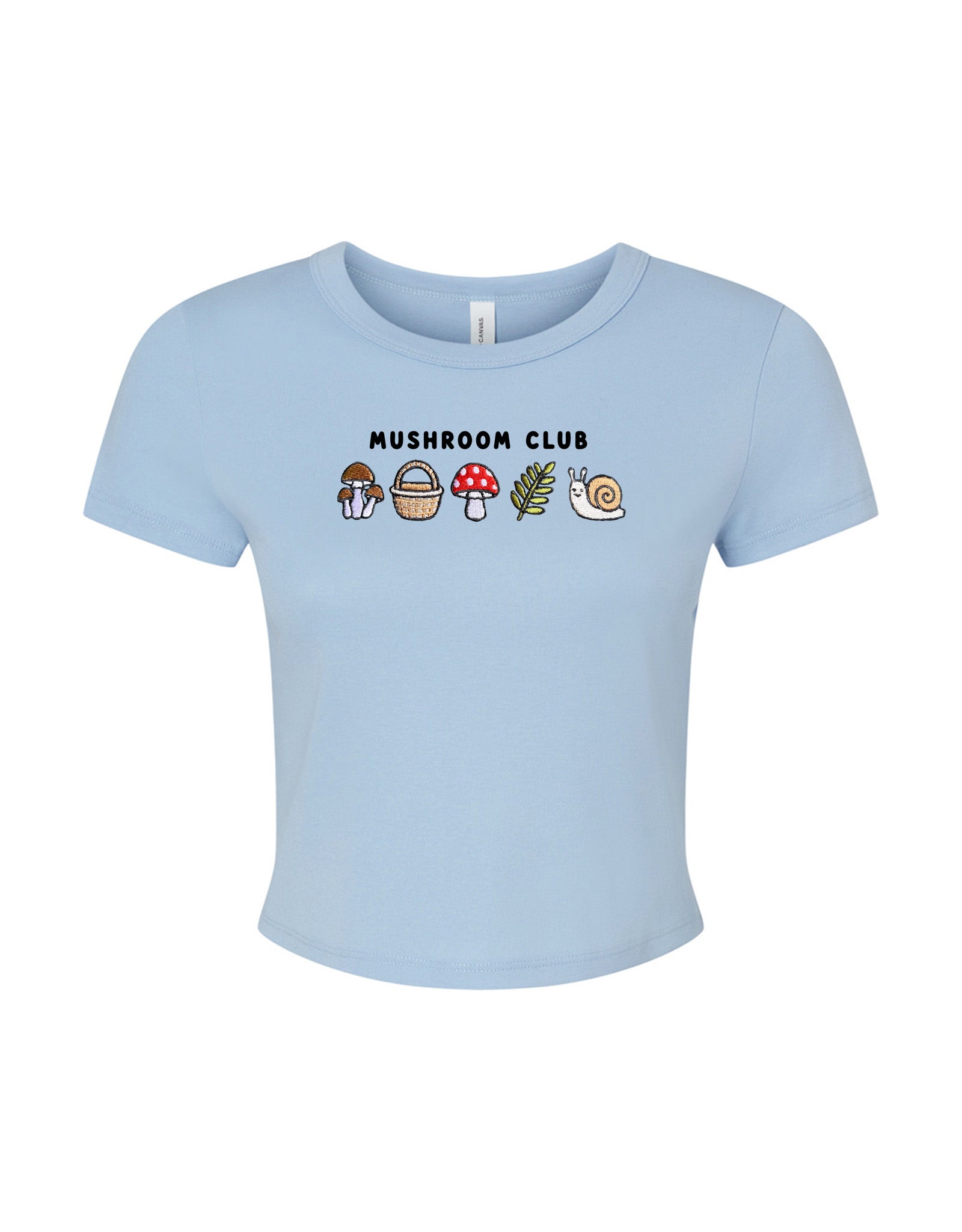 Mushroom Club Embroidered Micro Rib Baby Tee