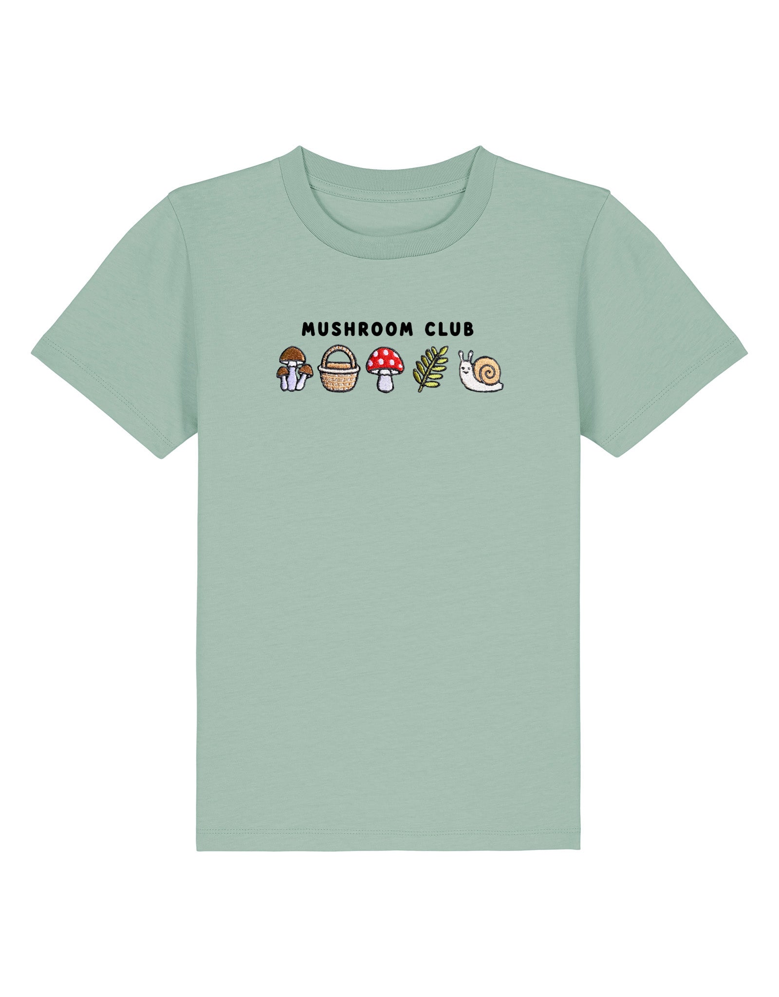 Mushroom Club Embroidered Organic Cotton Childrens T-Shirt