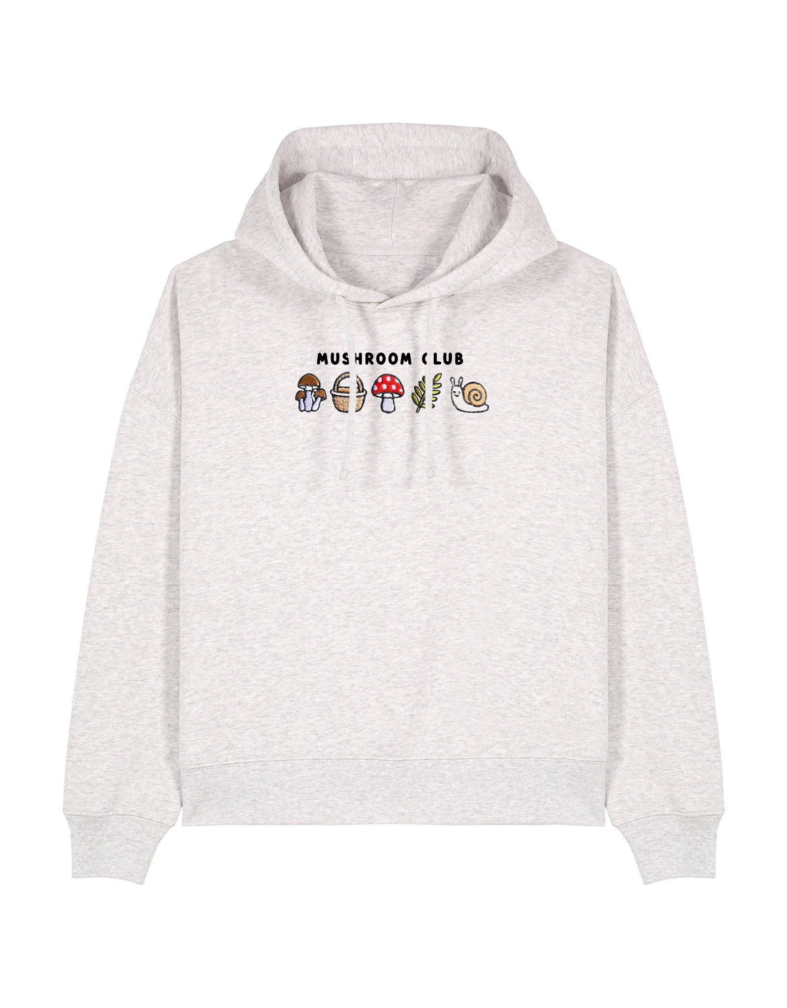 Mushroom Club Embroidered Boxy Organic Cotton Hoodie