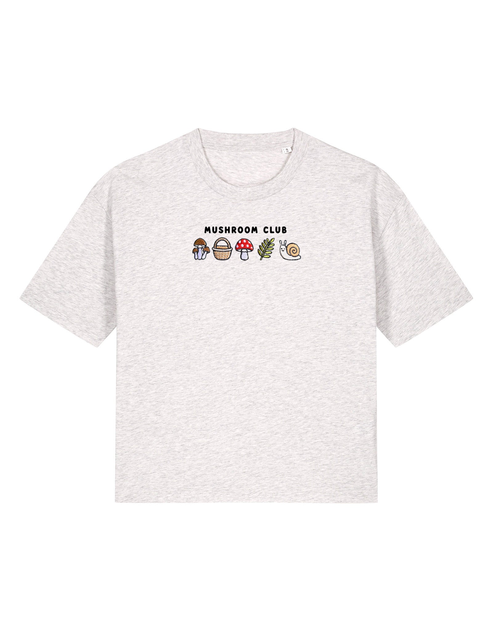 Mushroom Club Embroidered Boxy Organic Cotton Tee