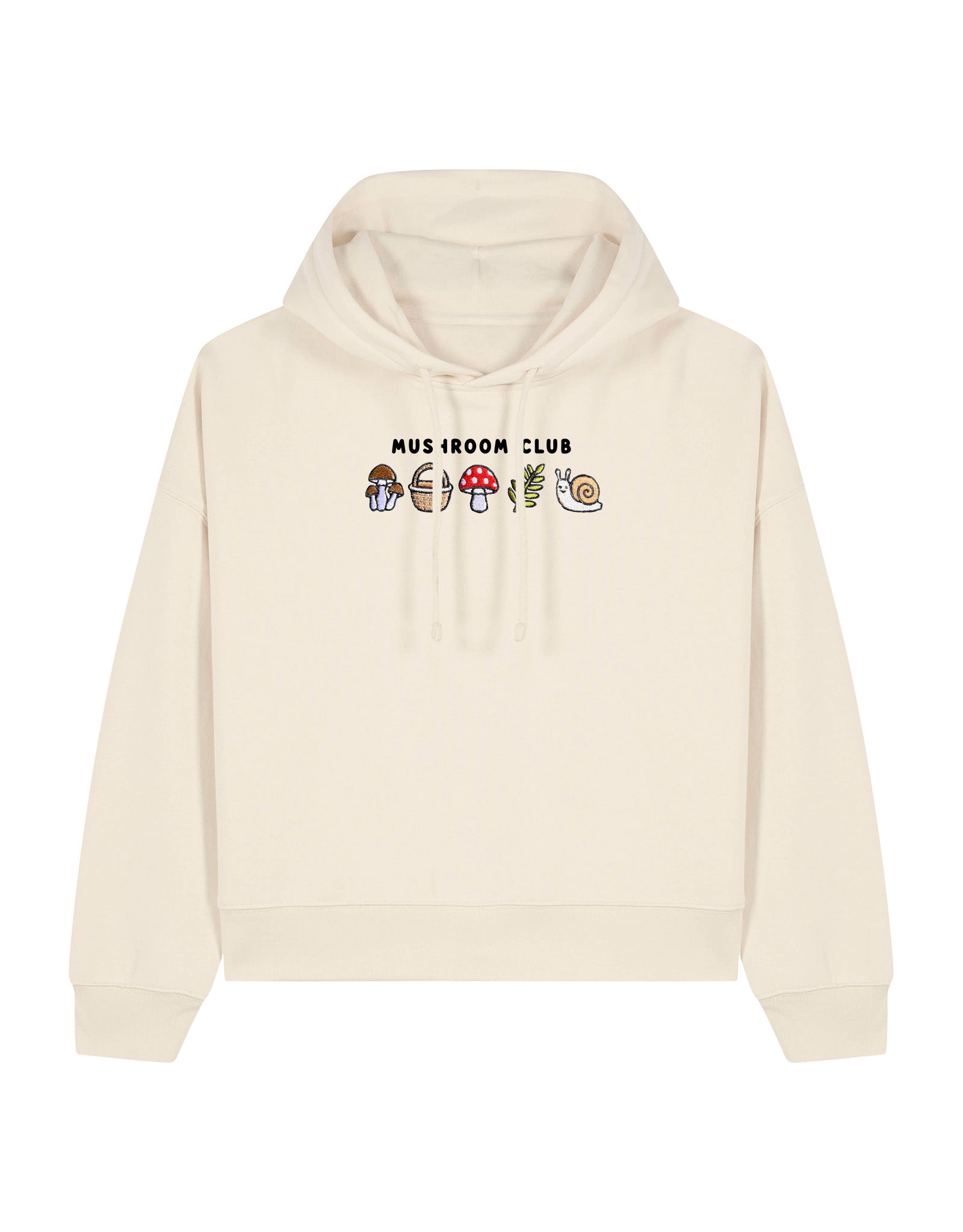 Mushroom Club Embroidered Boxy Organic Cotton Hoodie