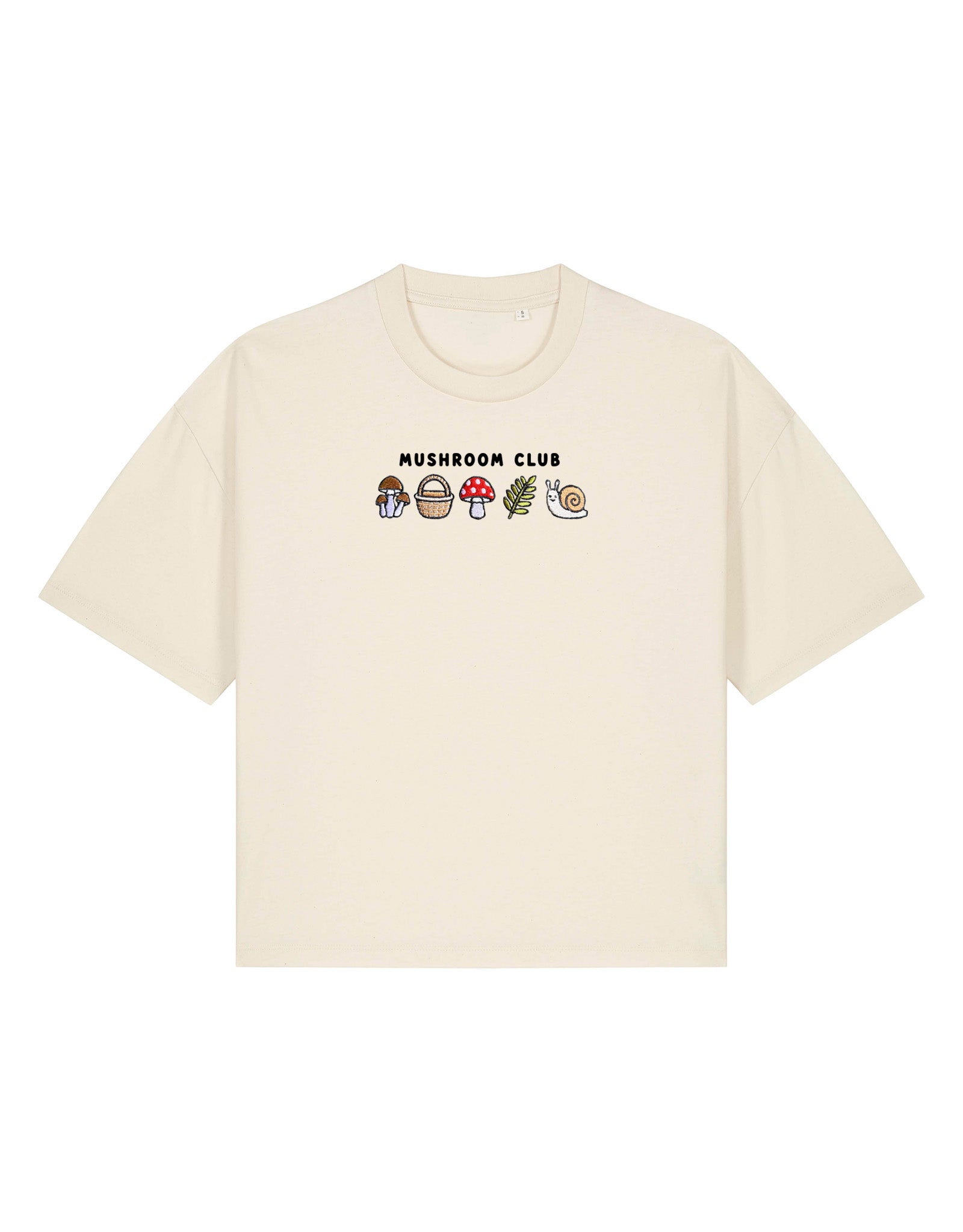 Mushroom Club Embroidered Boxy Organic Cotton Tee