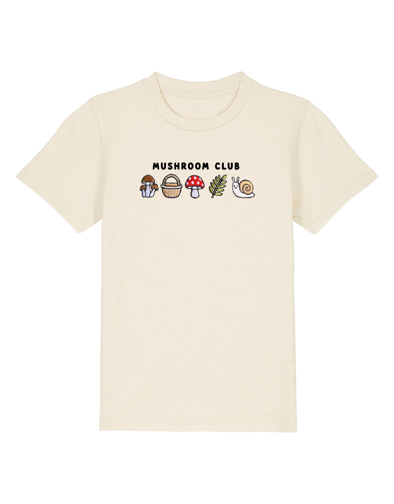 Mushroom Club Embroidered Organic Cotton Childrens T-Shirt