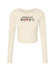 Mushroom Club Embroidered Micro Rib Long Sleeved Tee