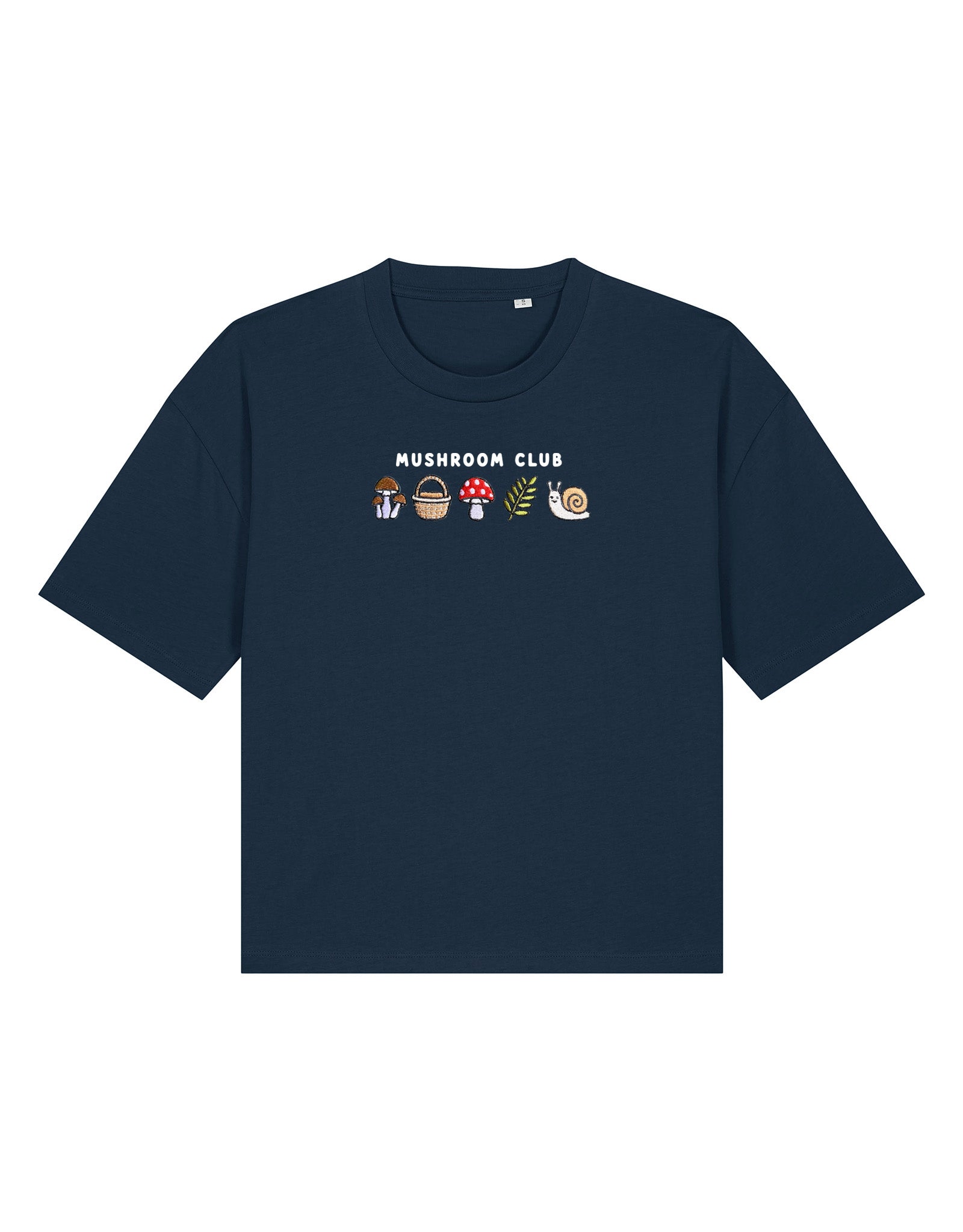 Mushroom Club Embroidered Boxy Organic Cotton Tee