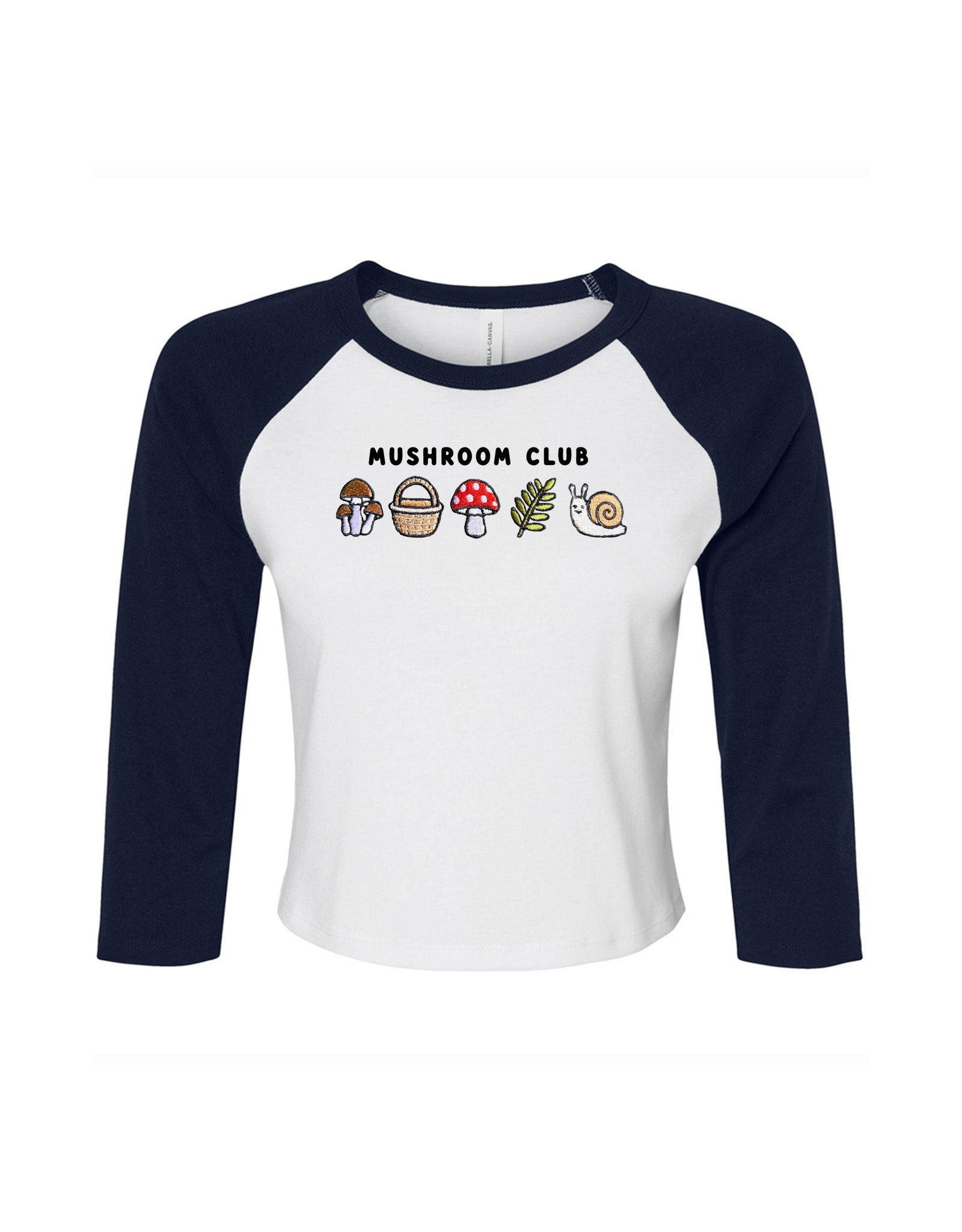 Mushroom Club Embroidered Micro Rib 3/4 Sleeve Tee