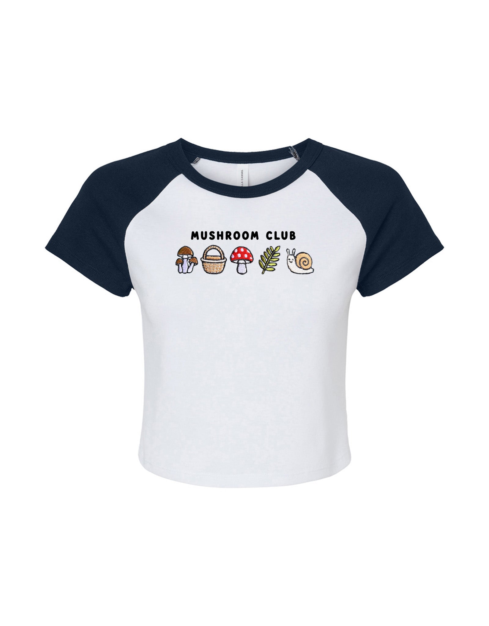 Mushroom Club Embroidered Micro Rib Raglan Baby Tee