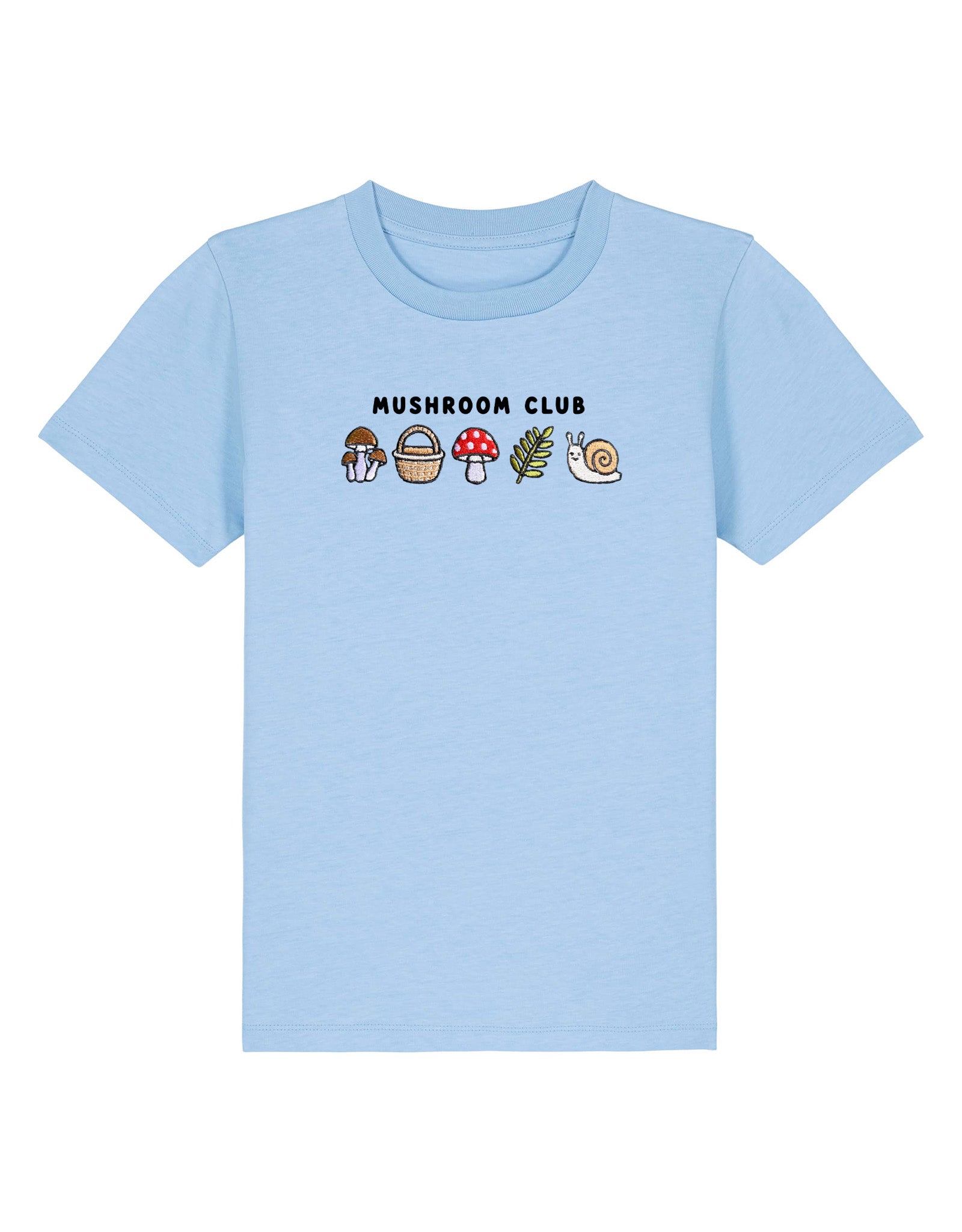 Mushroom Club Embroidered Organic Cotton Childrens T-Shirt