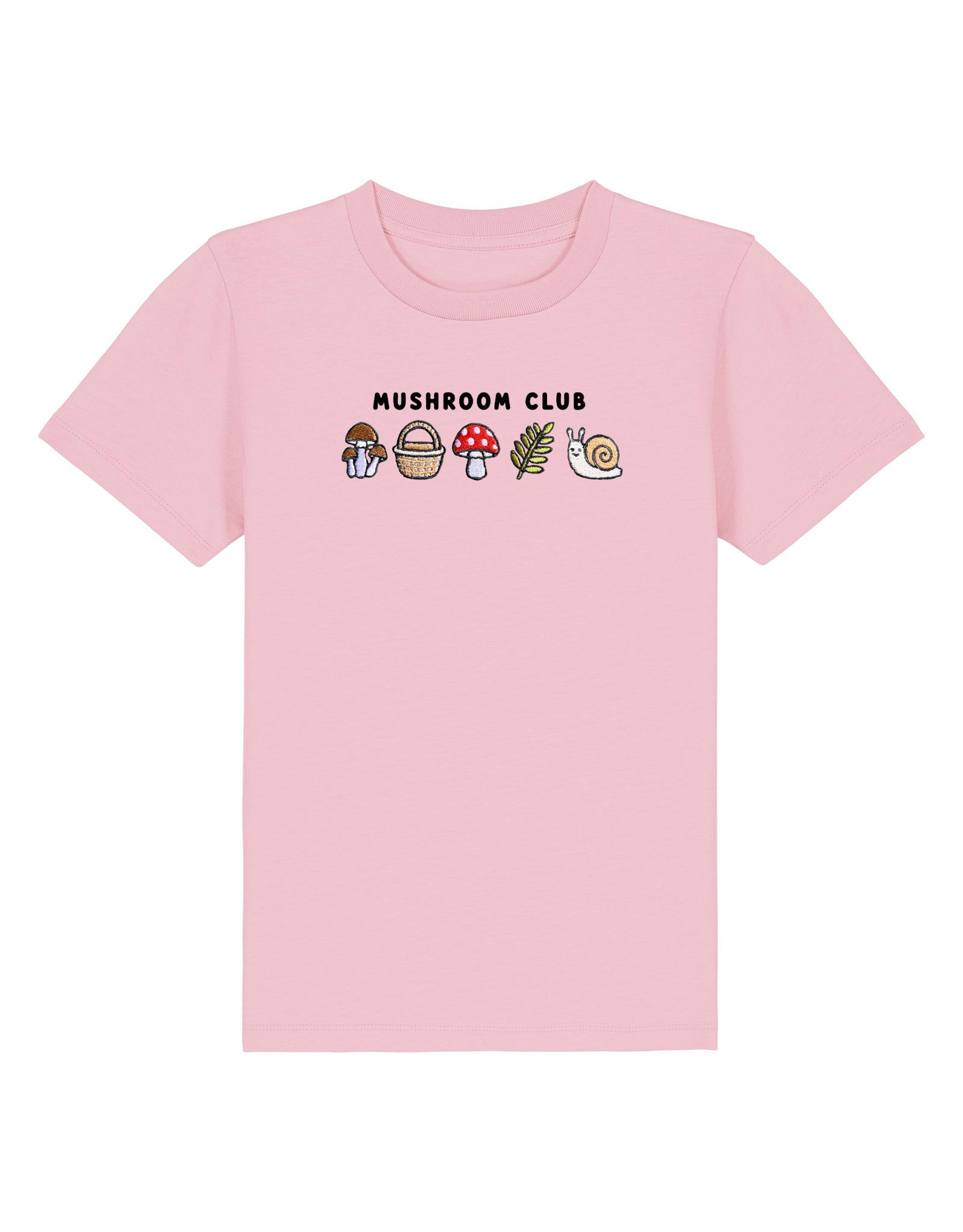 Mushroom Club Embroidered Organic Cotton Childrens T-Shirt