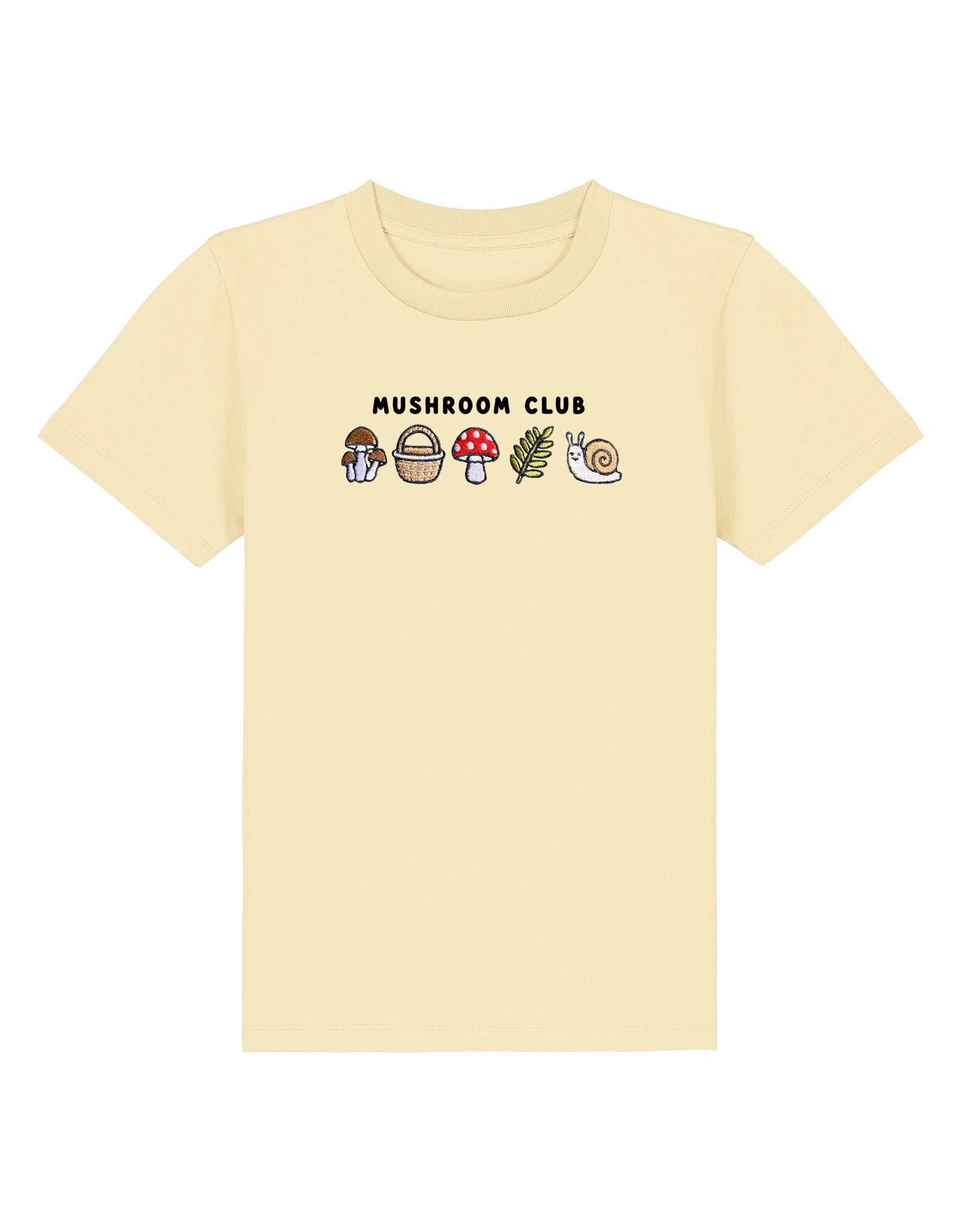 Mushroom Club Embroidered Organic Cotton Childrens T-Shirt