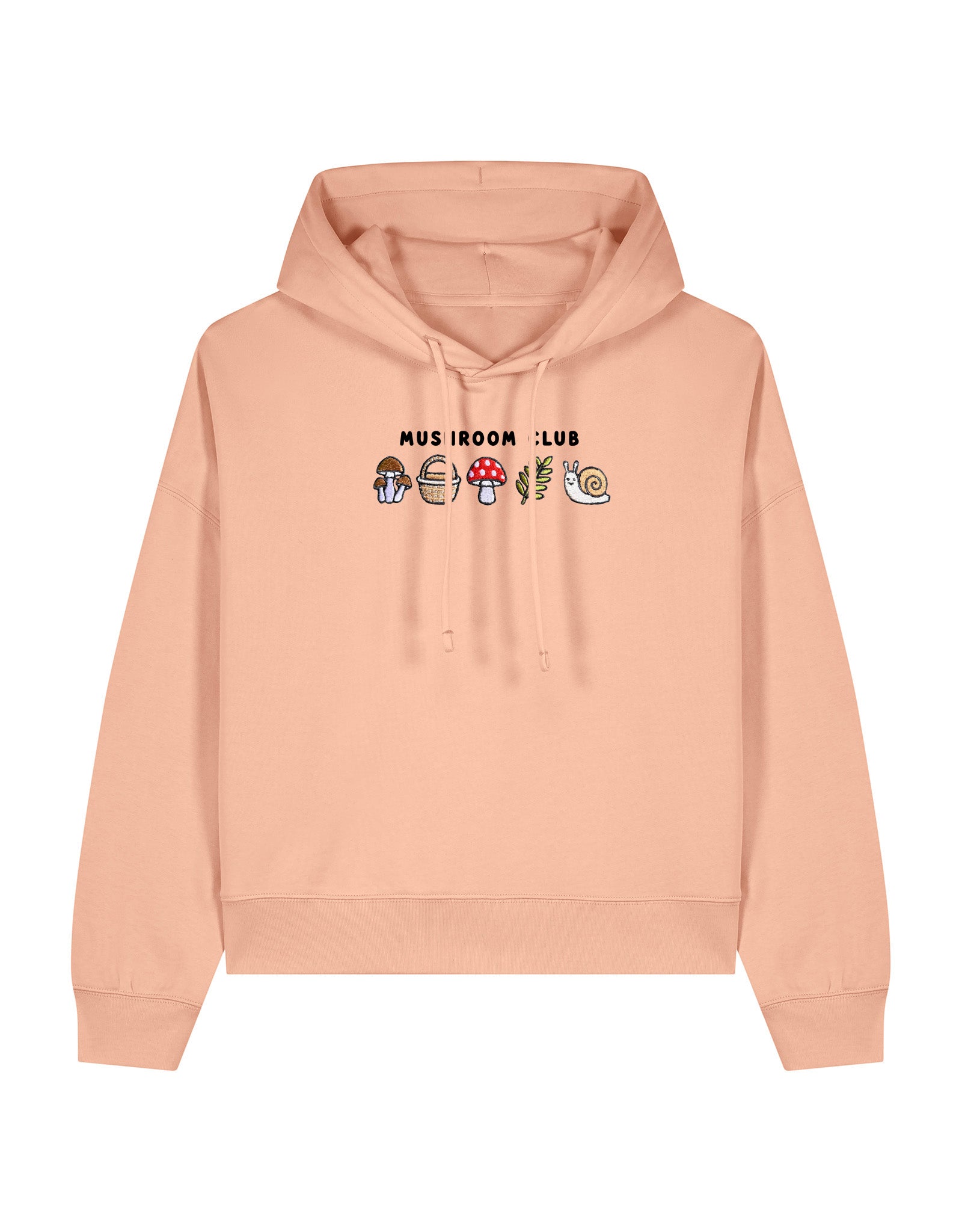 Mushroom Club Embroidered Boxy Organic Cotton Hoodie