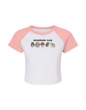 Mushroom Club Embroidered Micro Rib Raglan Baby Tee