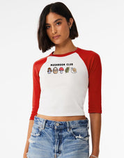 Mushroom Club Embroidered Micro Rib 3/4 Sleeve Tee