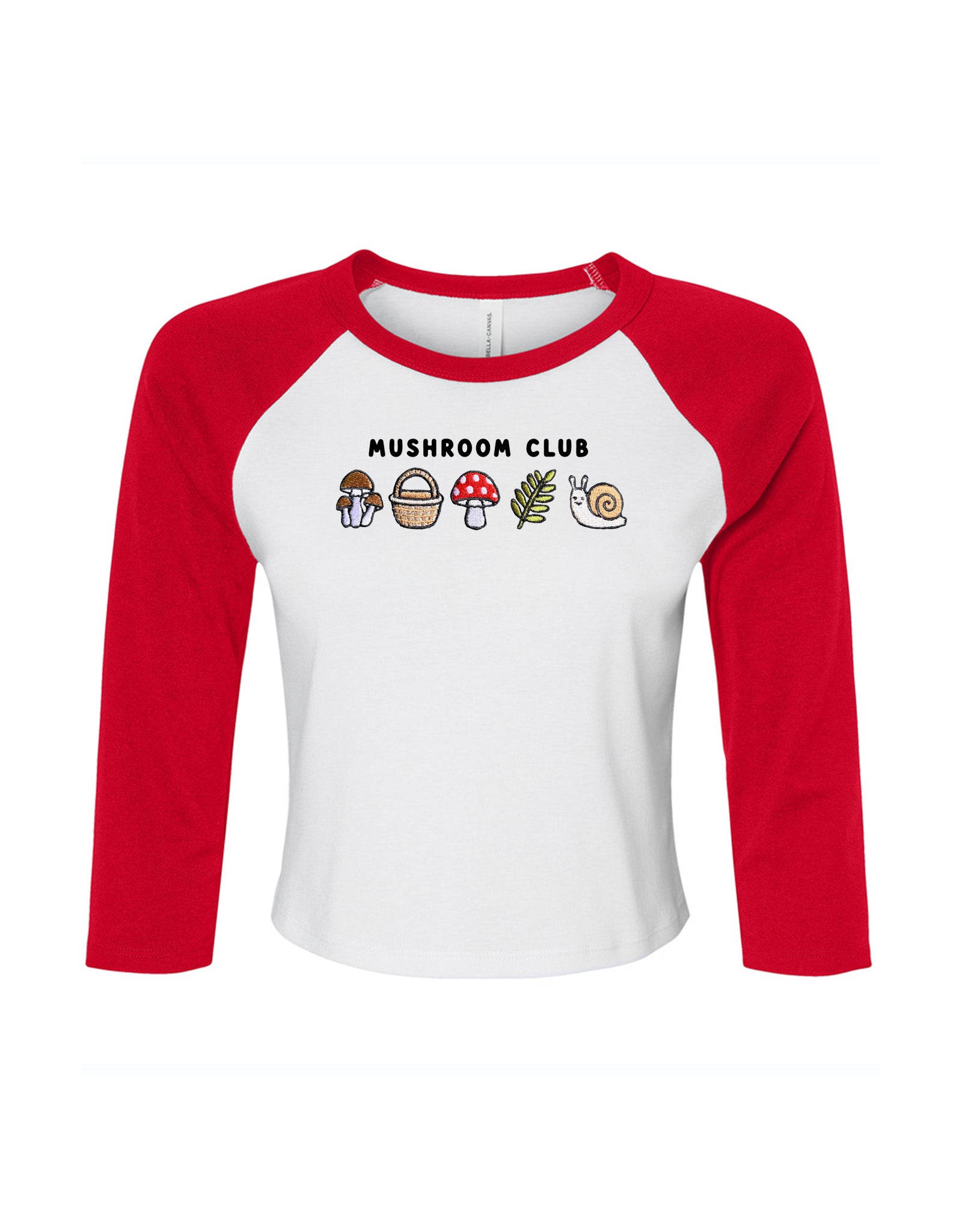 Mushroom Club Embroidered Micro Rib 3/4 Sleeve Tee