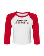 Mushroom Club Embroidered Micro Rib 3/4 Sleeve Tee