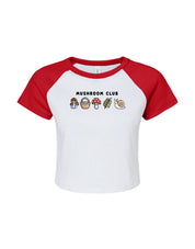 Mushroom Club Embroidered Micro Rib Raglan Baby Tee