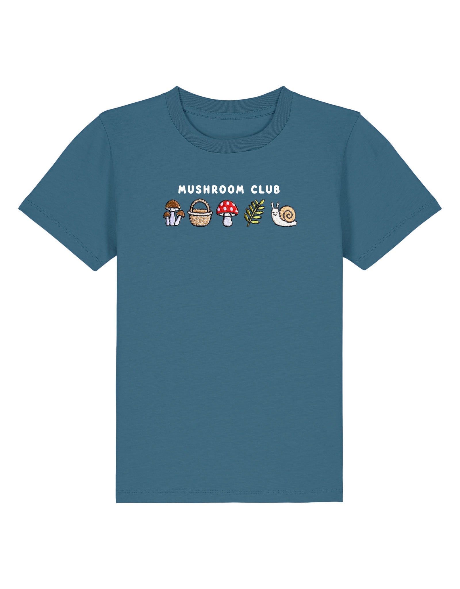 Mushroom Club Embroidered Organic Cotton Childrens T-Shirt
