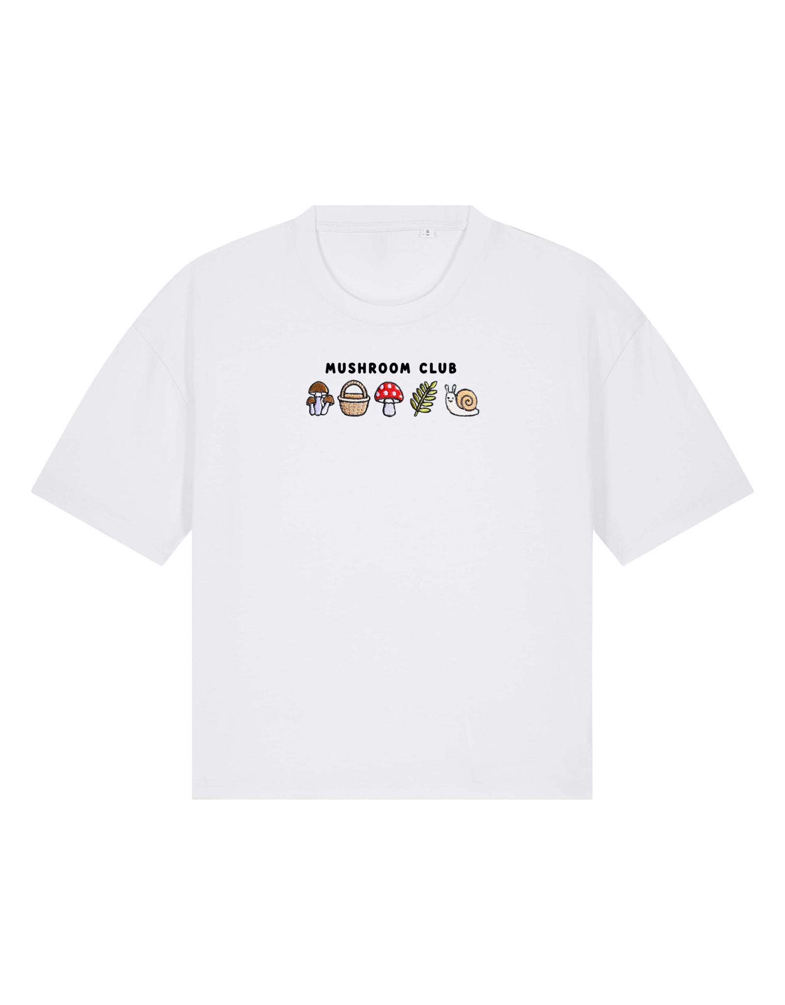 Mushroom Club Embroidered Boxy Organic Cotton Tee