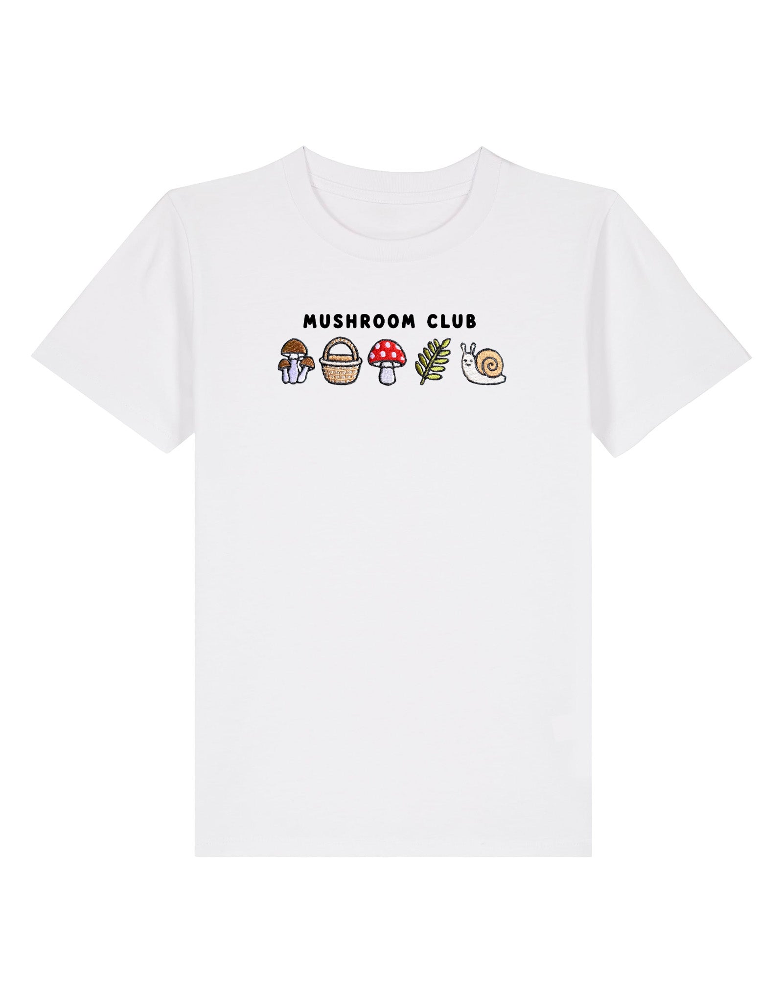 Mushroom Club Embroidered Organic Cotton Childrens T-Shirt