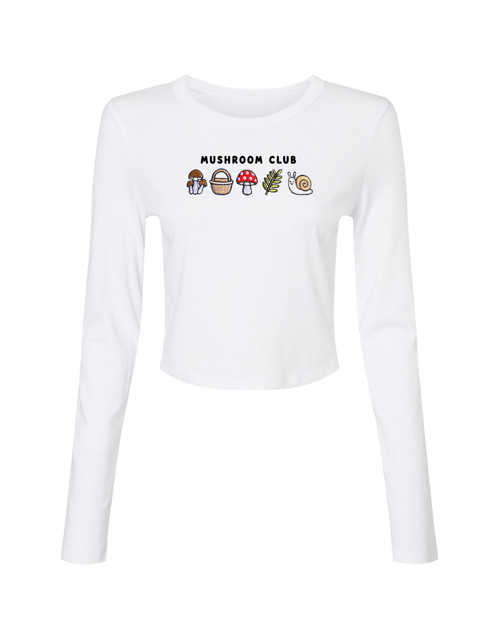 Mushroom Club Embroidered Micro Rib Long Sleeved Tee