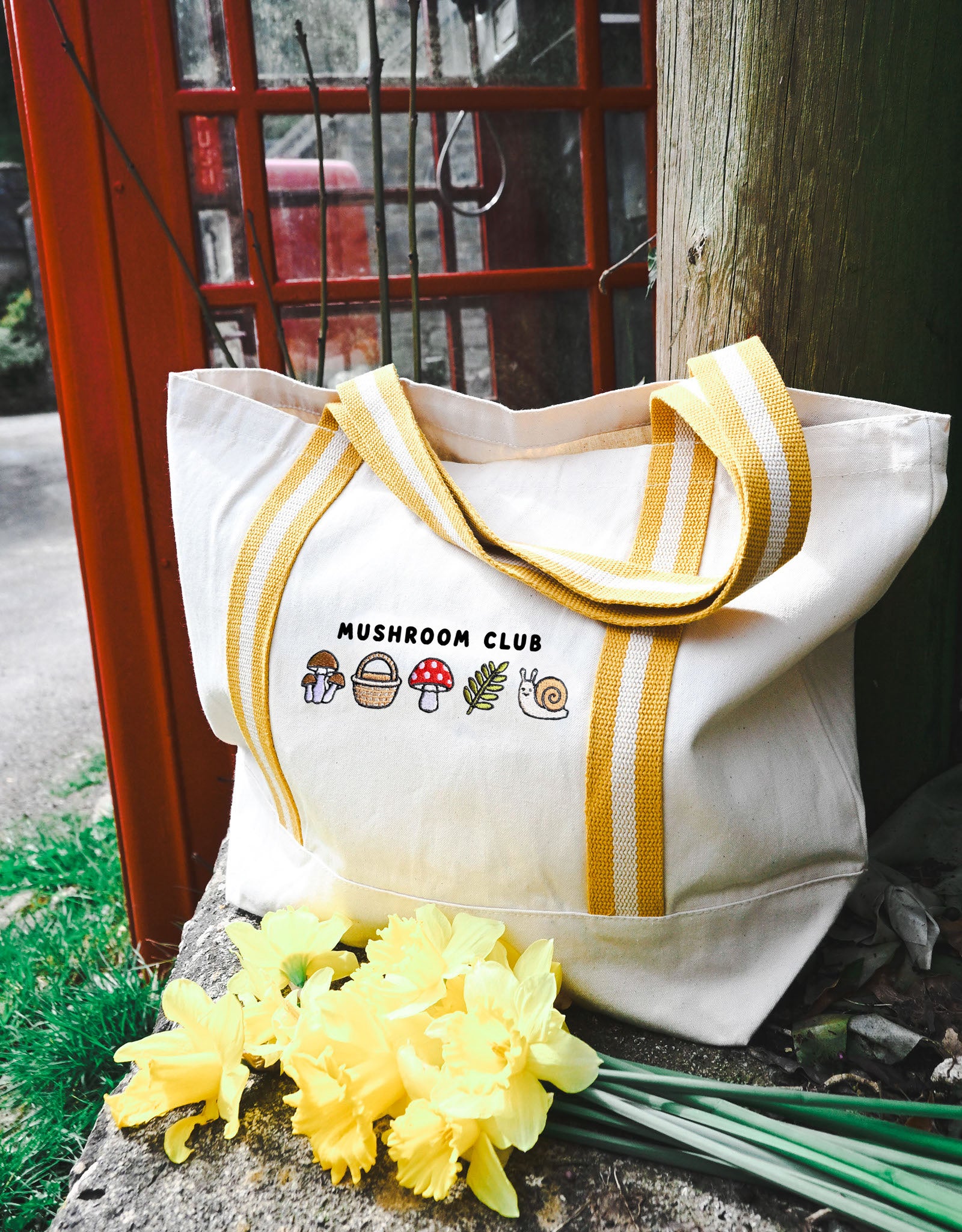 Mushroom Club Embroidered Boat Bag
