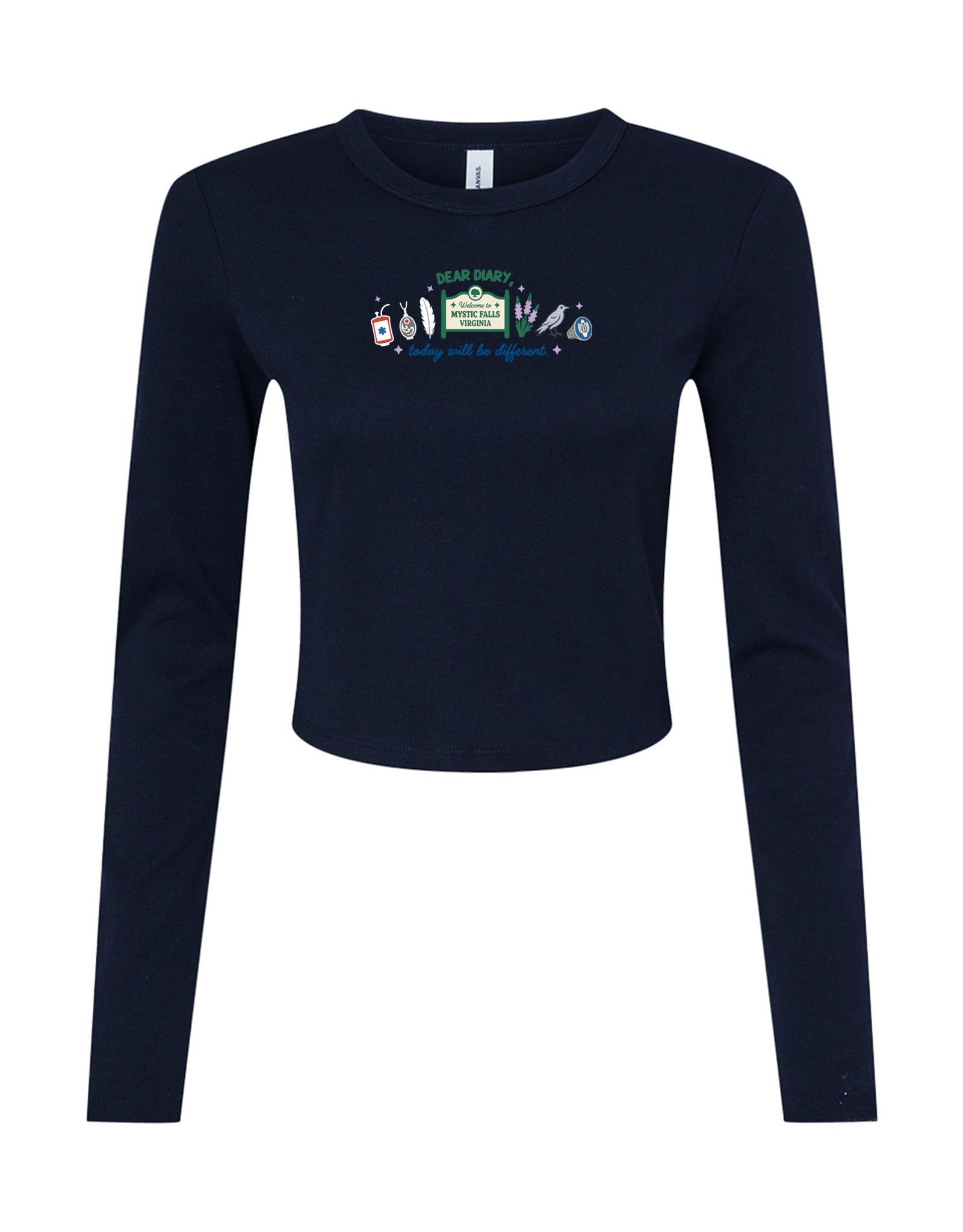 Mystic Embroidered Micro Rib Long Sleeved Tee