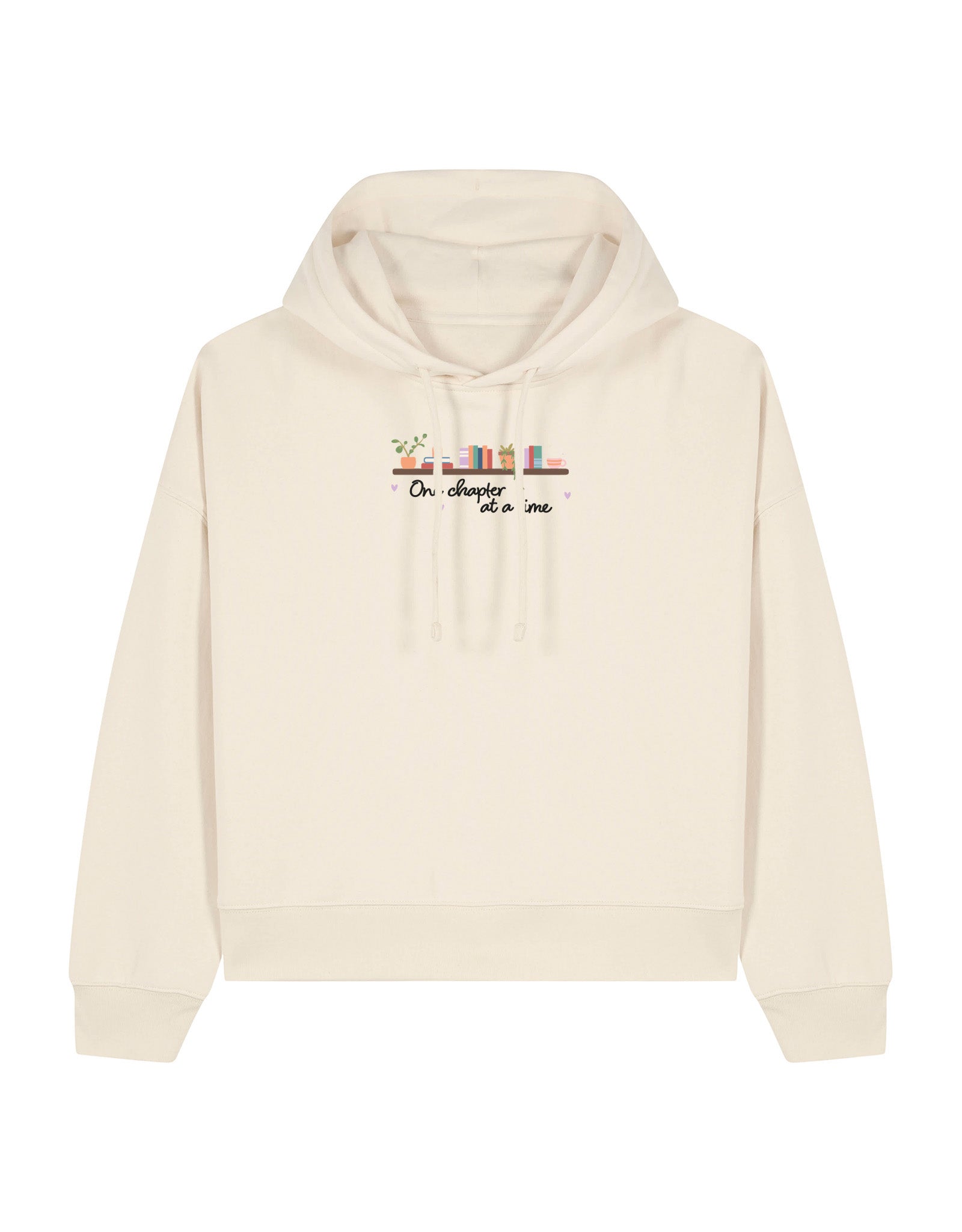 One Chapter At A Time Embroidered Boxy Organic Cotton Hoodie