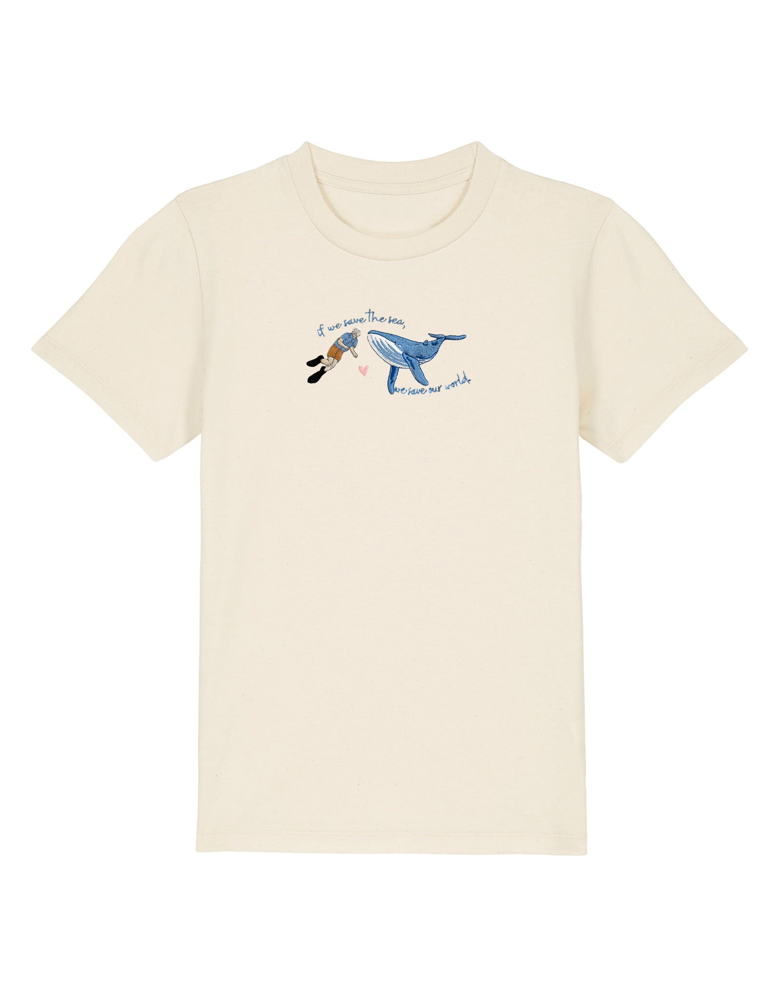 Save The Sea Embroidered Organic Cotton Childrens T-Shirt