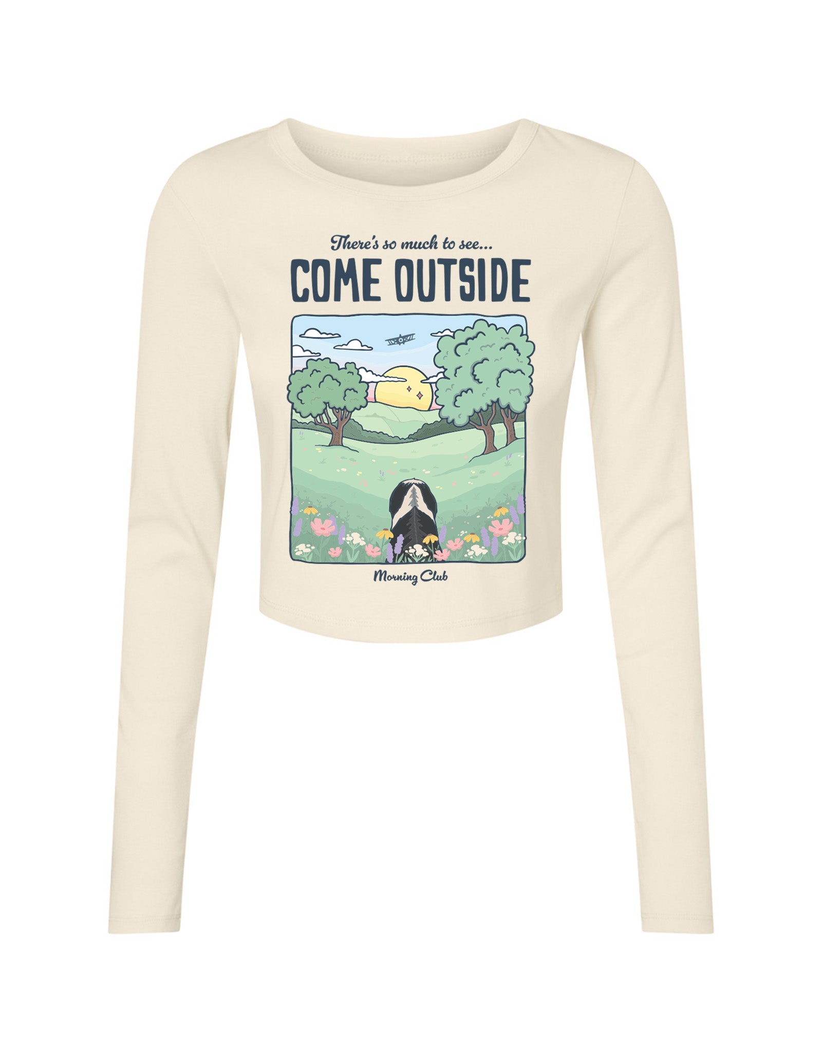 Come Outside Printed Micro Rib Long Sleeved Tee