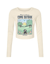 Come Outside Printed Micro Rib Long Sleeved Tee