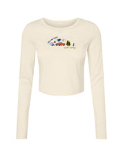 Forks Embroidered Micro Rib Long Sleeved Tee