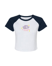 Hannah Lyrics Embroidered Micro Rib Raglan Baby Tee