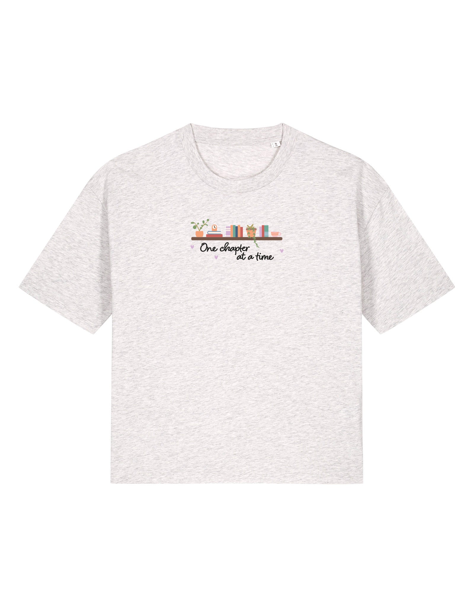 One Chapter At A Time Embroidered Boxy Organic Cotton Tee