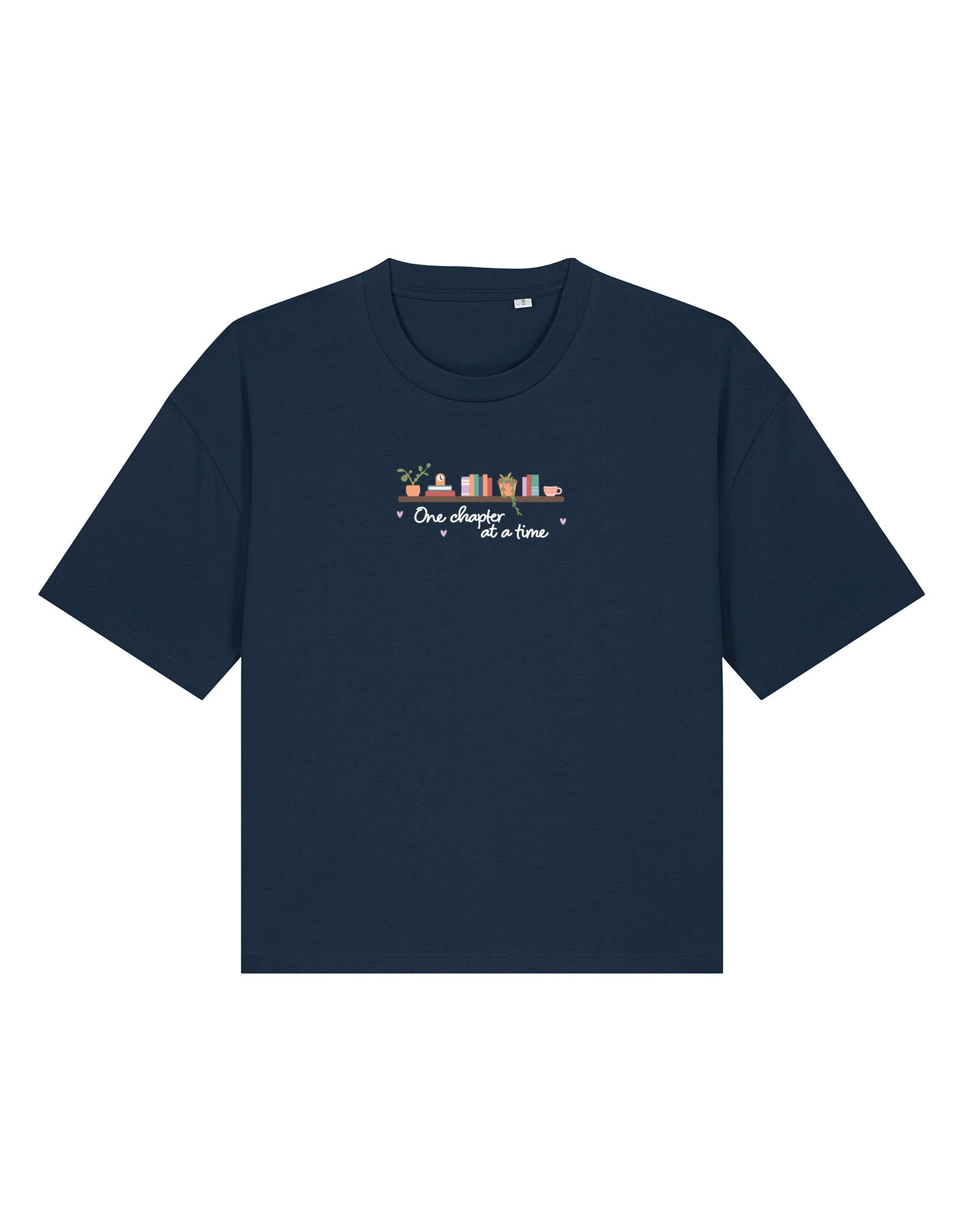 One Chapter At A Time Embroidered Boxy Organic Cotton Tee