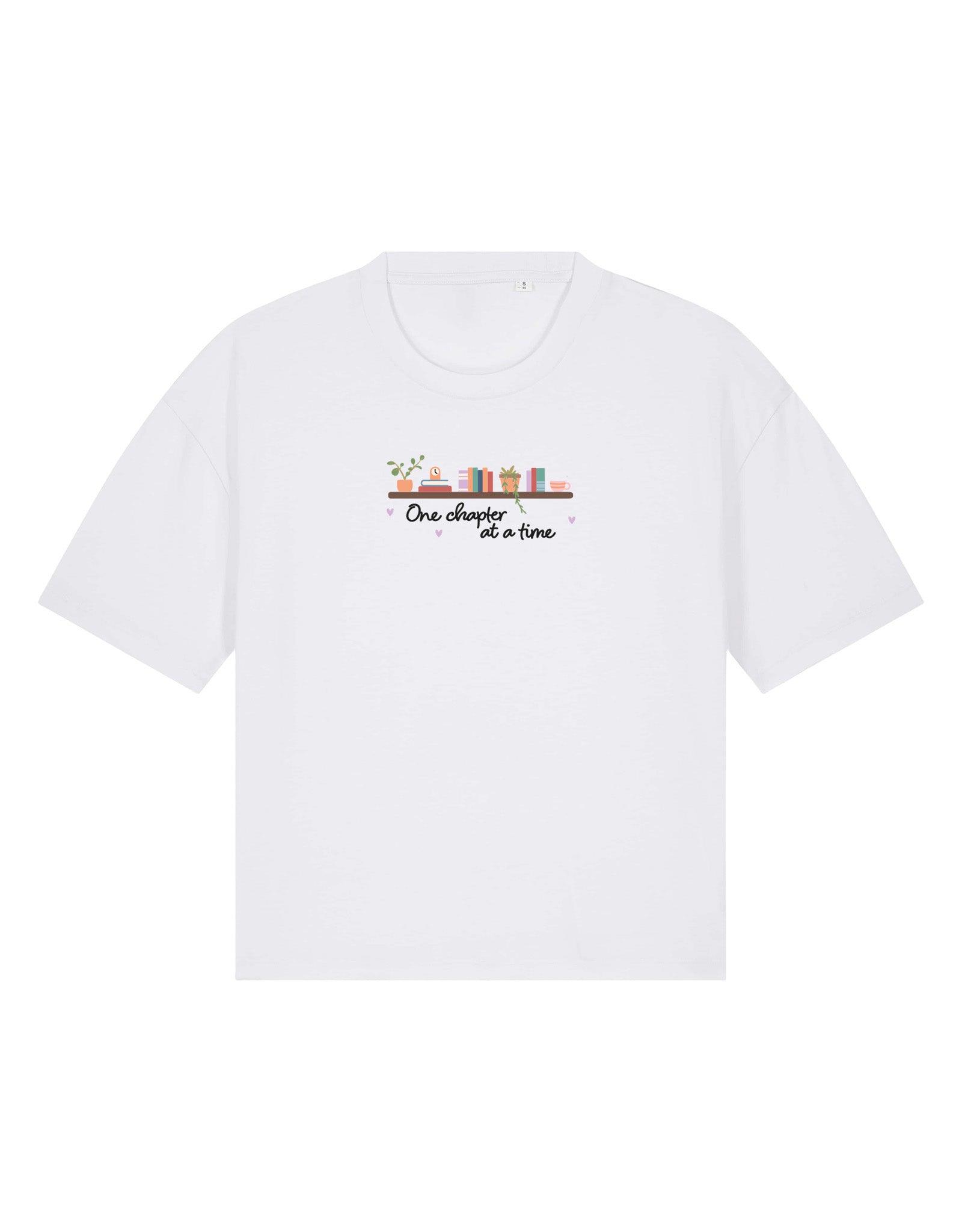 One Chapter At A Time Embroidered Boxy Organic Cotton Tee