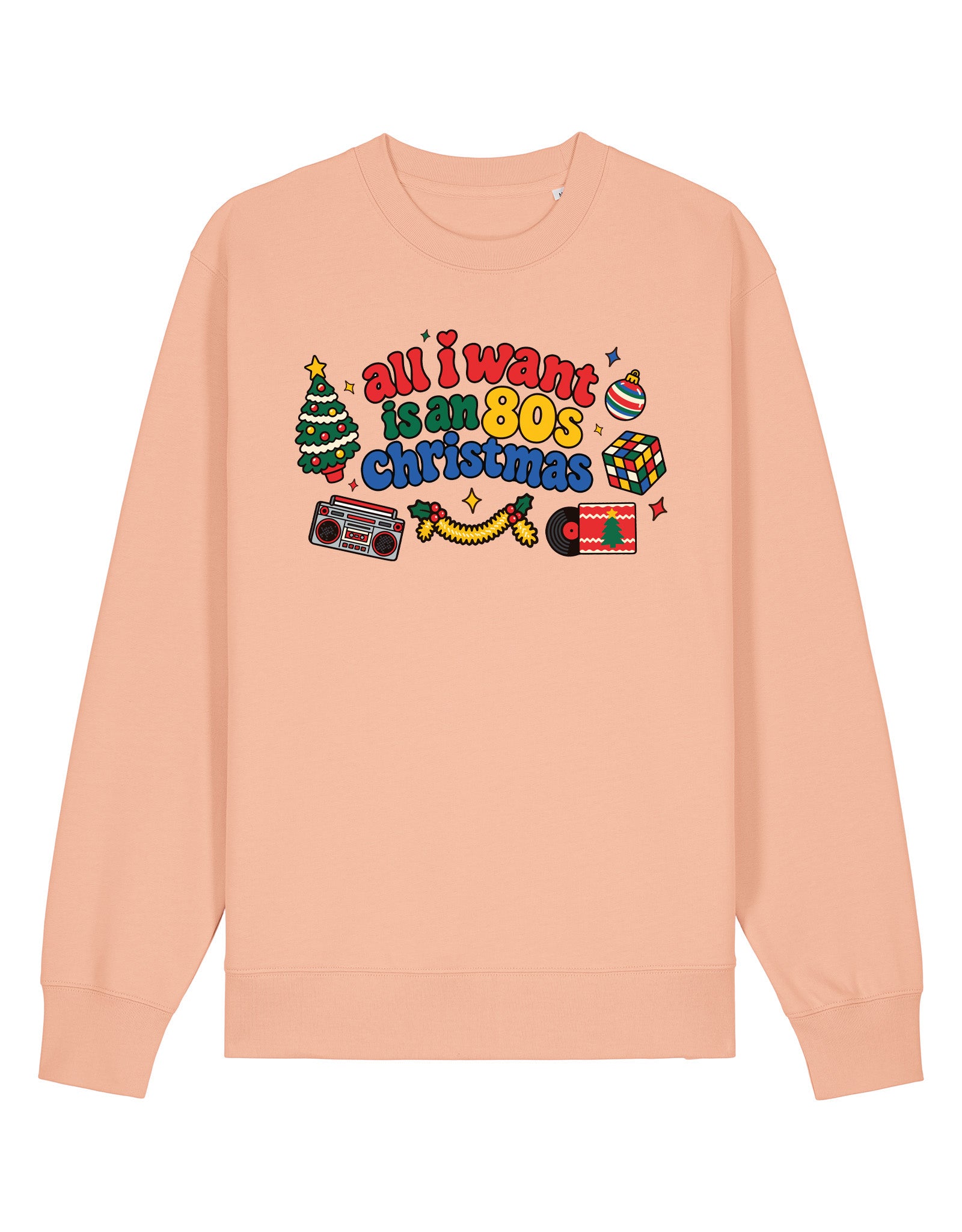 80s Christmas Printed Organic Cotton Sweatshirt