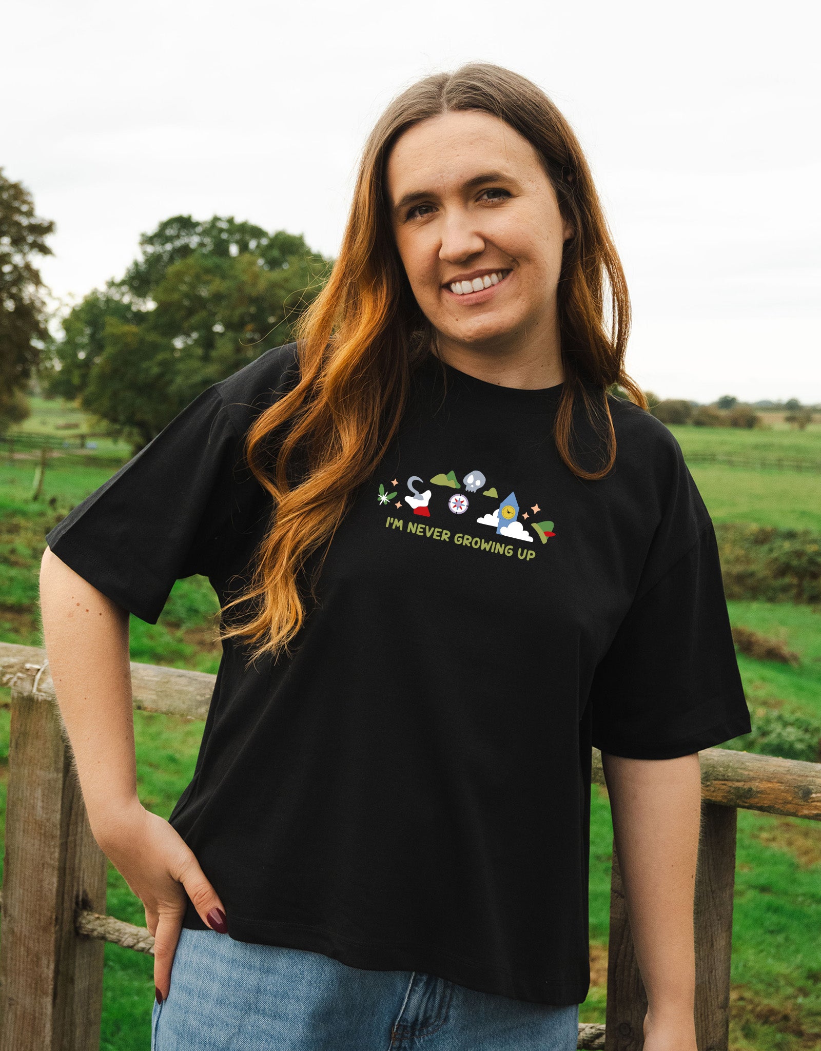 Peter Pan Embroidered Boxy Organic Cotton Tee