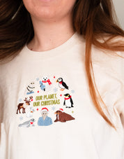 Our Planet Our Christmas Embroidered Boxy Organic Cotton Tee