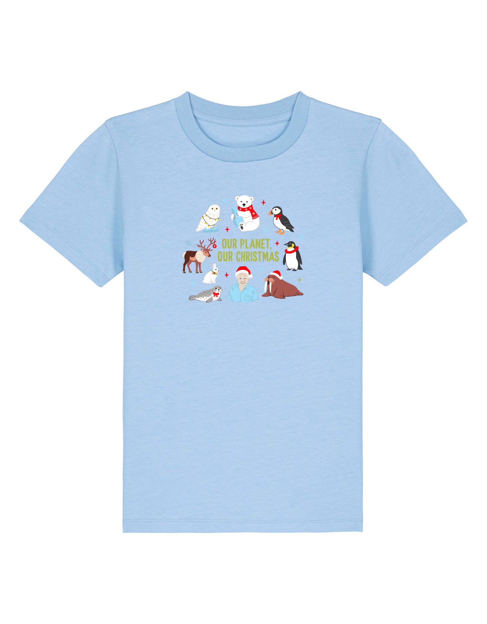 Our Planet Our Christmas Embroidered Organic Cotton Childrens T-Shirt