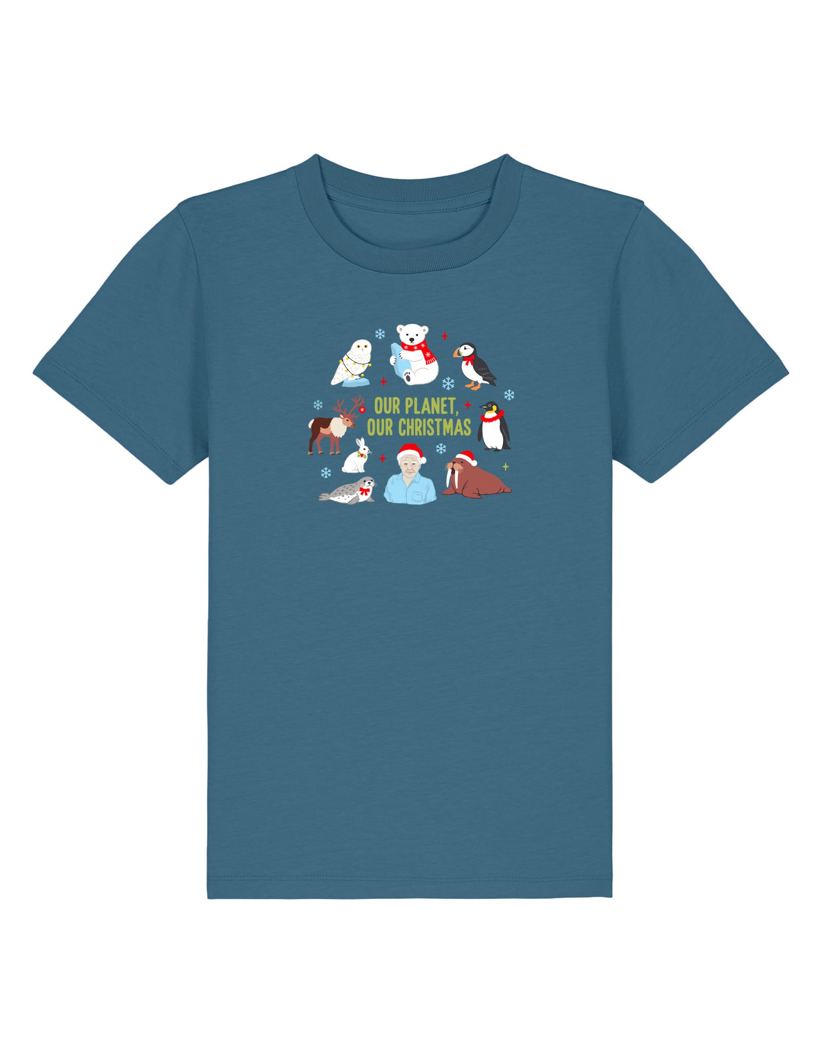 Our Planet Our Christmas Embroidered Organic Cotton Childrens T-Shirt