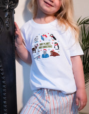 Our Planet Our Christmas Embroidered Organic Cotton Childrens T-Shirt