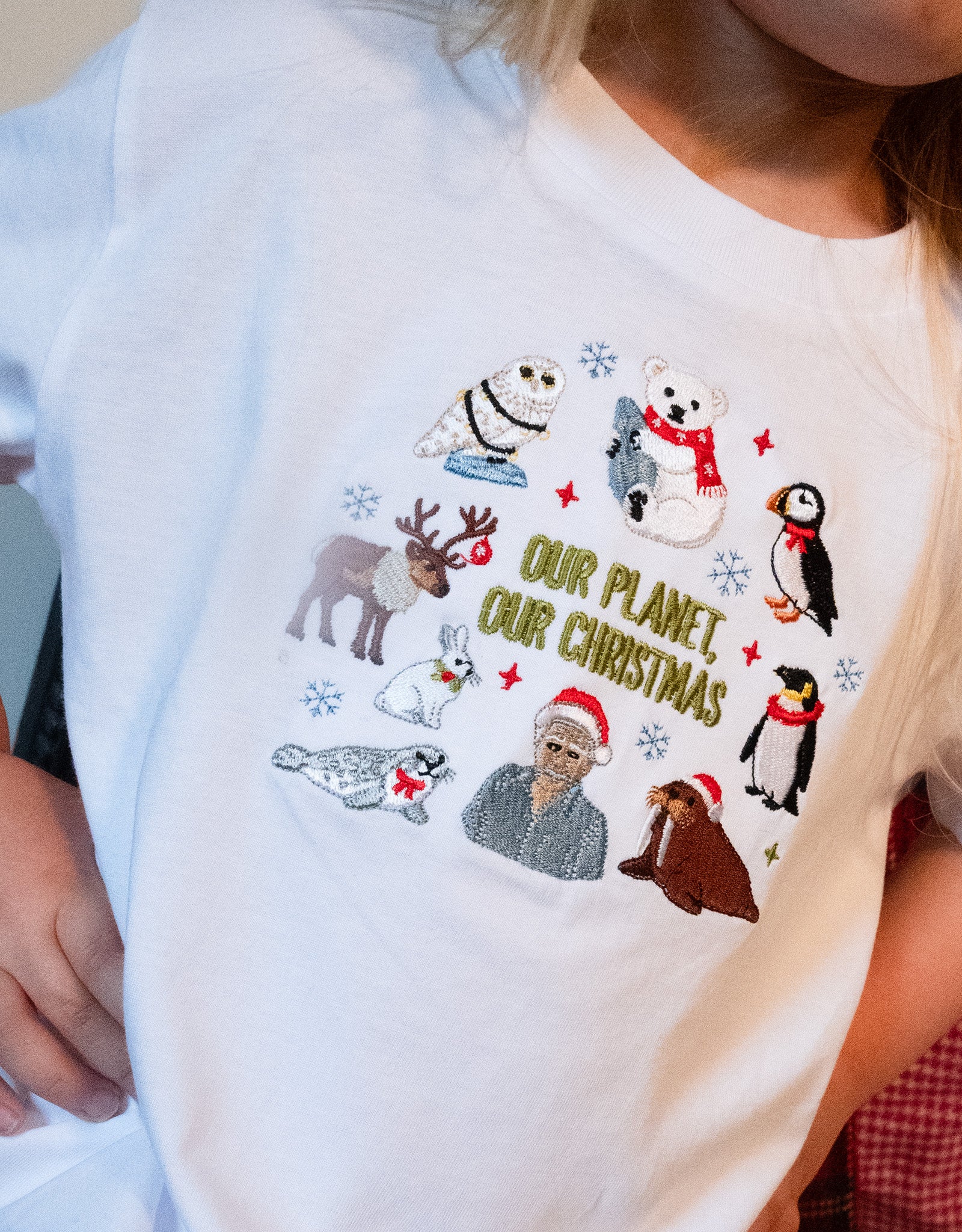 Our Planet Our Christmas Embroidered Organic Cotton Childrens T-Shirt
