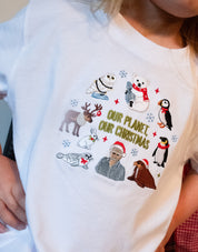 Our Planet Our Christmas Embroidered Organic Cotton Childrens T-Shirt