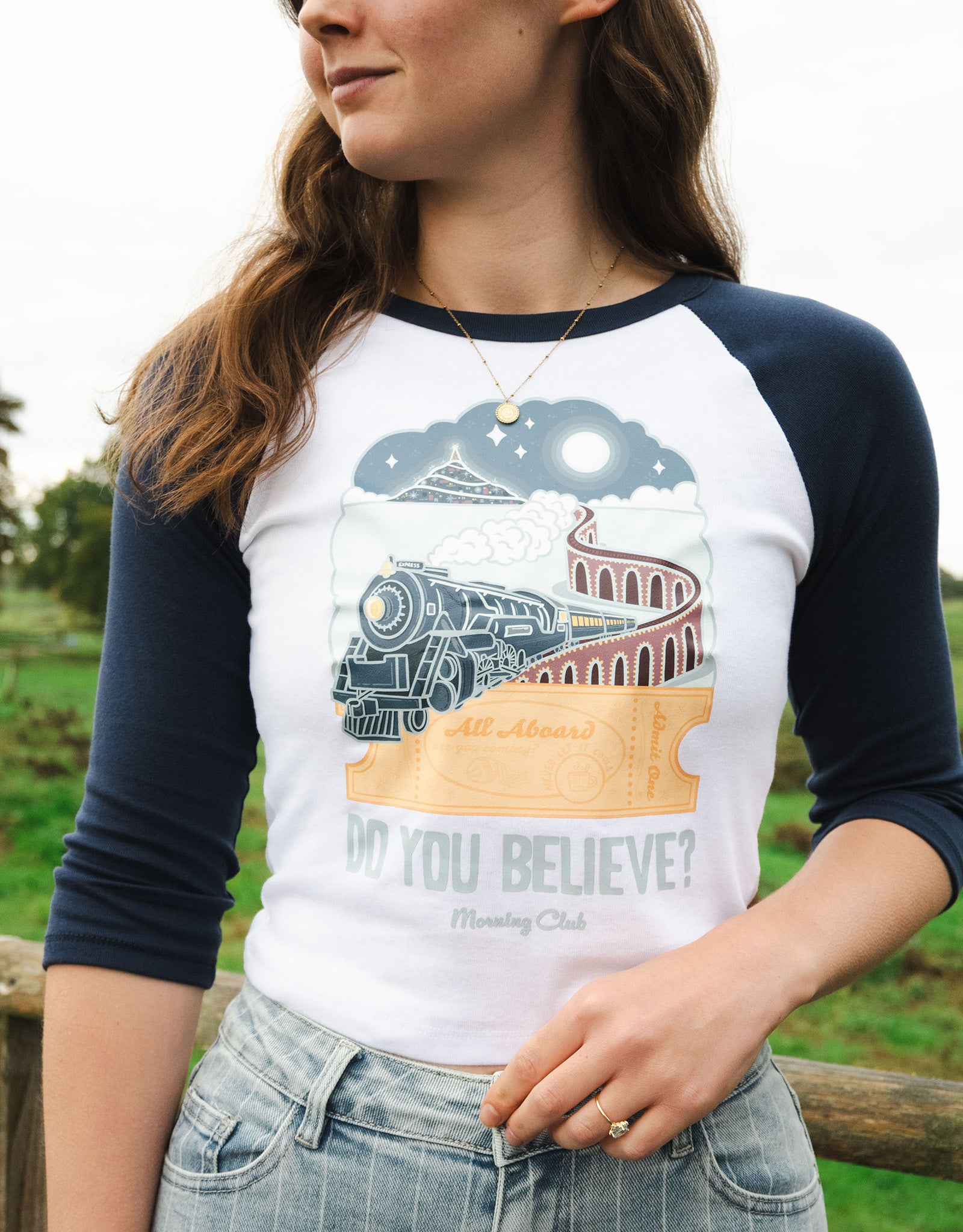 SAMPLEBX1 - Polar Train 3/4 Raglan Sleeve Baby Tee