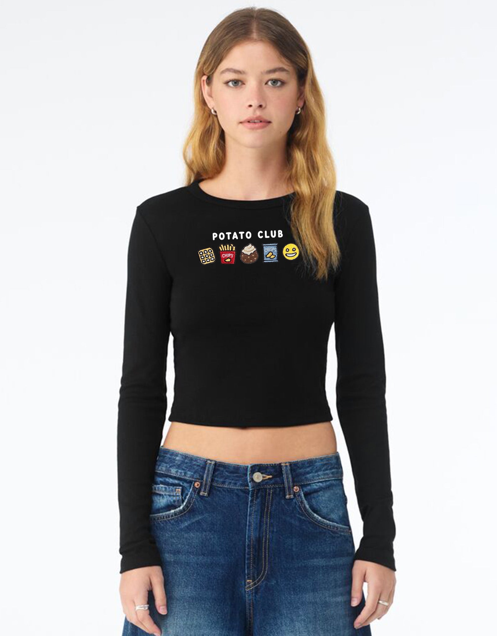 Potato Club Embroidered Micro Rib Long Sleeved Tee