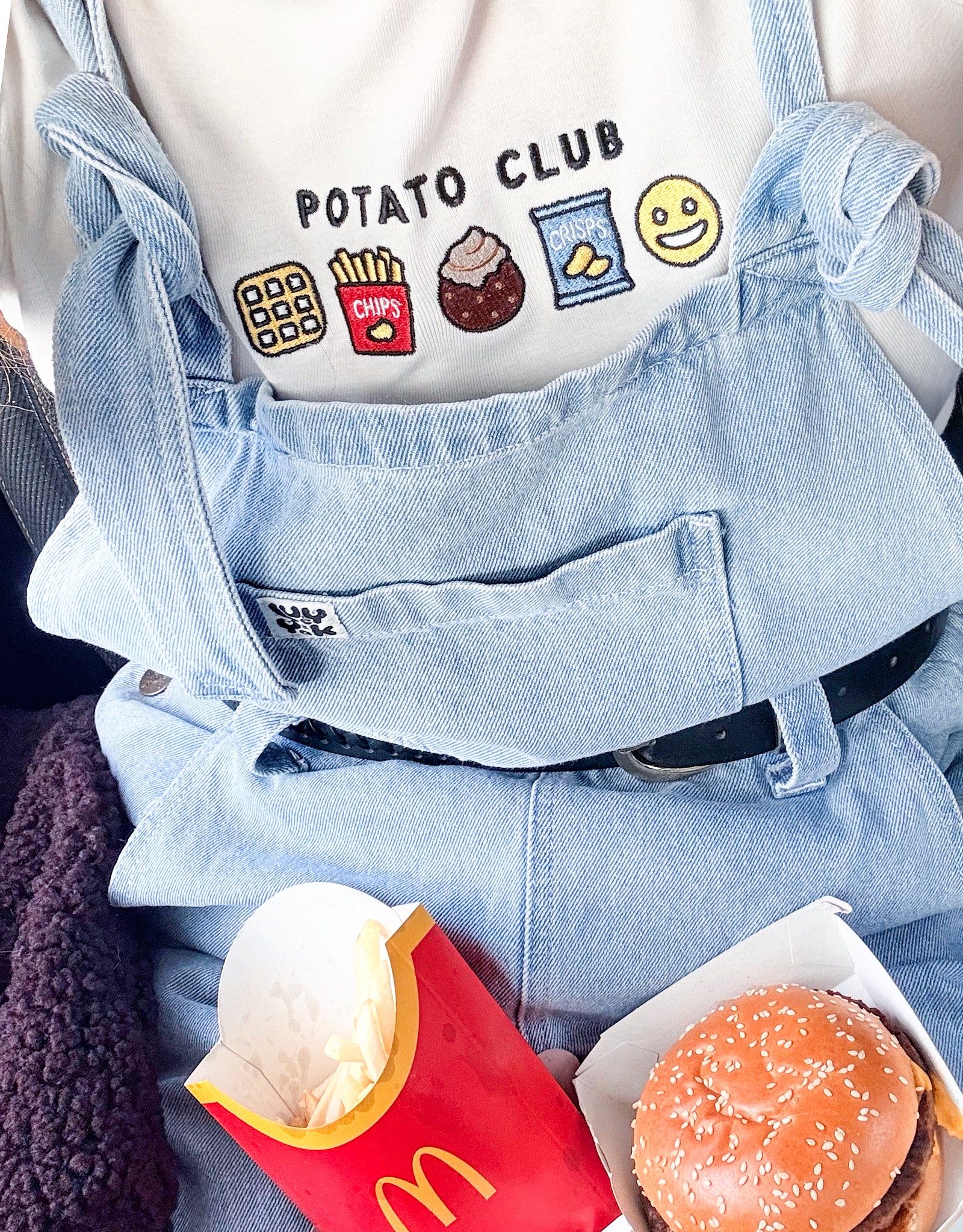 Potato Club Embroidered Micro Rib 3/4 Sleeve Tee
